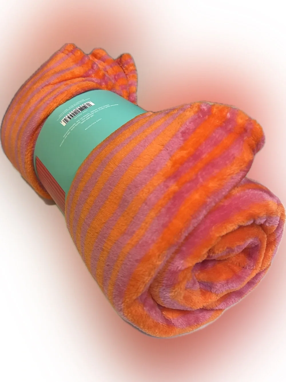 ORANGE PINK STRIPED DESTINATION 50”x60” PLUSH VACAY THROW SUMMER TORY BURCH VIBE